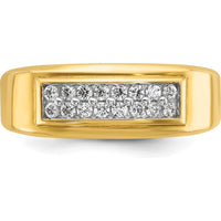 14K Yellow Gold Men's Polished 2-Row Diamond Ring with 1/3 Carat Total Diamond Weight by IBGoodman