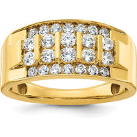 14K Yellow Gold Men's Polished 4-Row Diamond Ring - Diamond Total Weight 1.00 Carats by IBGoodman