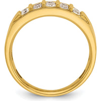 14K Yellow Gold Men's Polished 4-Row Diamond Ring - Diamond Total Weight 1.00 Carats by IBGoodman