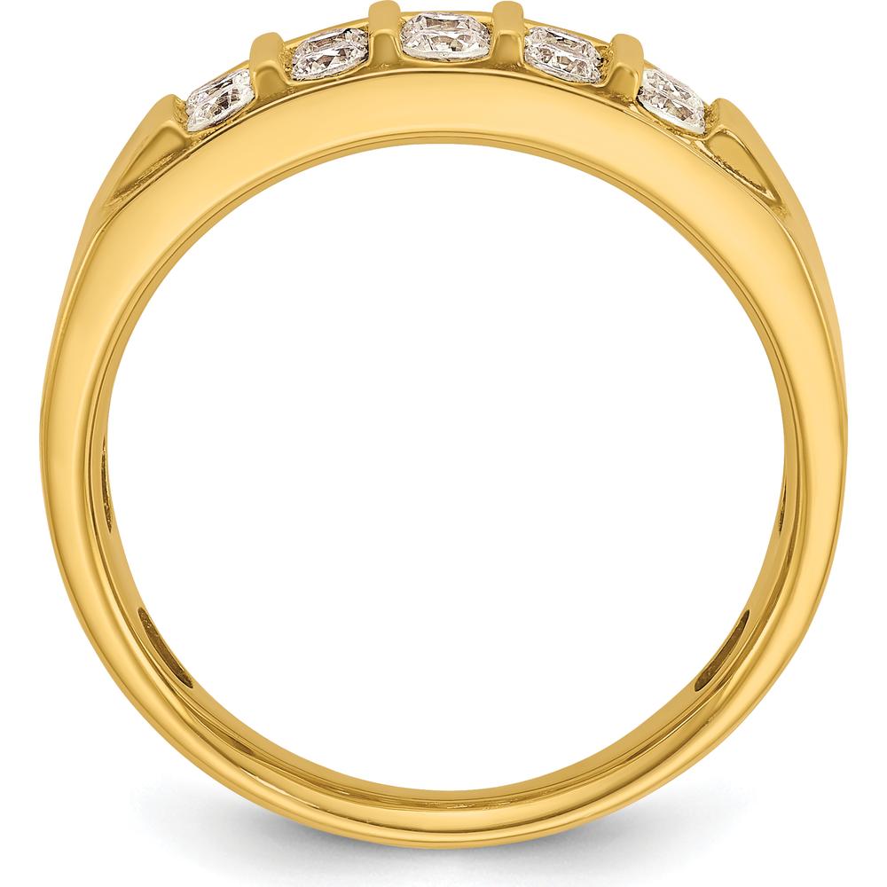 14K Yellow Gold Men's Polished 4-Row Diamond Ring - Diamond Total Weight 1.00 Carats by IBGoodman