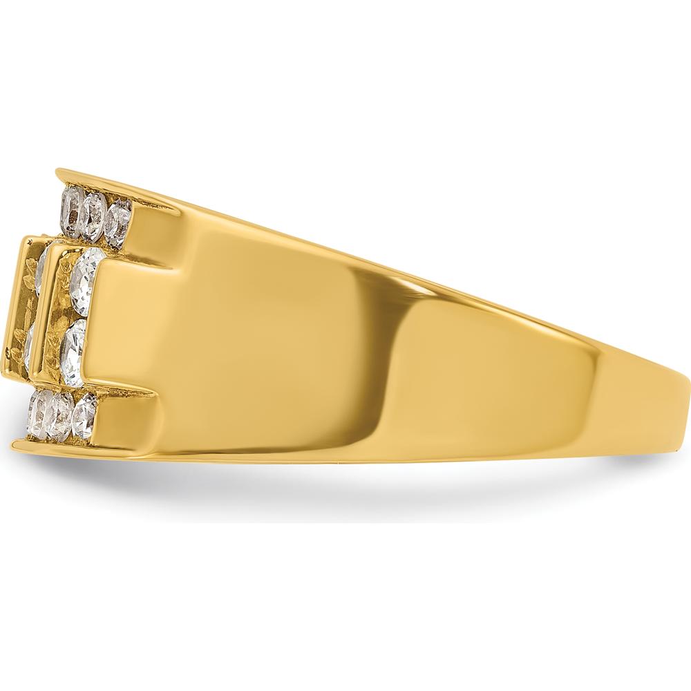 14K Yellow Gold Men's Polished 4-Row Diamond Ring - Diamond Total Weight 1.00 Carats by IBGoodman