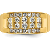 14K Yellow Gold Men's Polished 4-Row Diamond Ring - Diamond Total Weight 1.00 Carats by IBGoodman