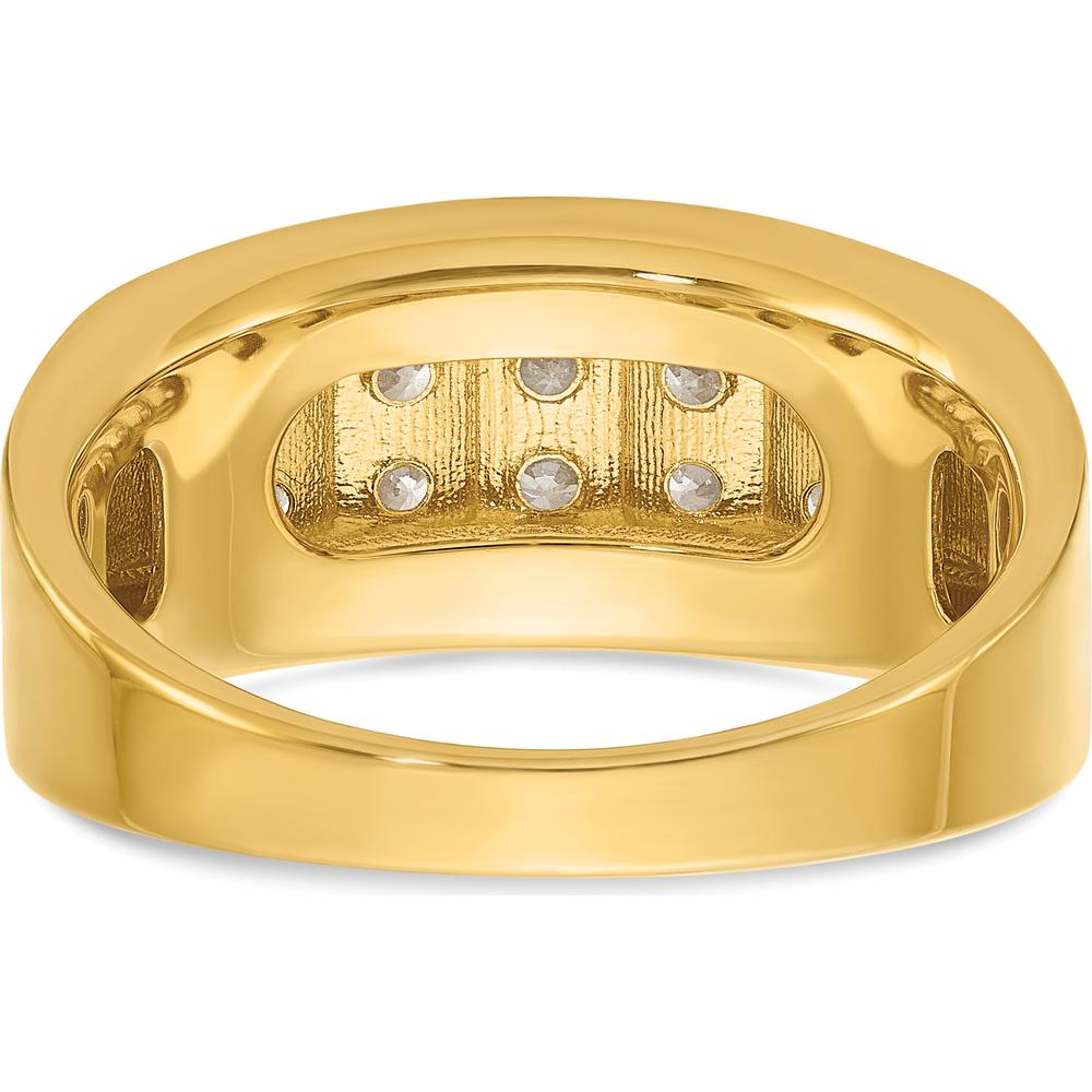14K Yellow Gold Men's Polished 4-Row Diamond Ring - Diamond Total Weight 1.00 Carats by IBGoodman