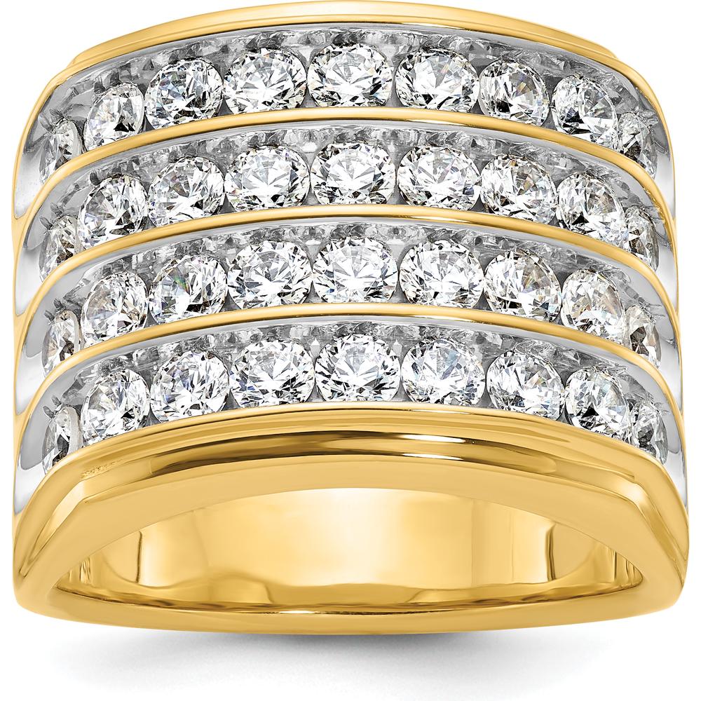 14K Yellow Gold Men's Polished 4-Row Ring Mounting - Customizable Design by IBGoodman