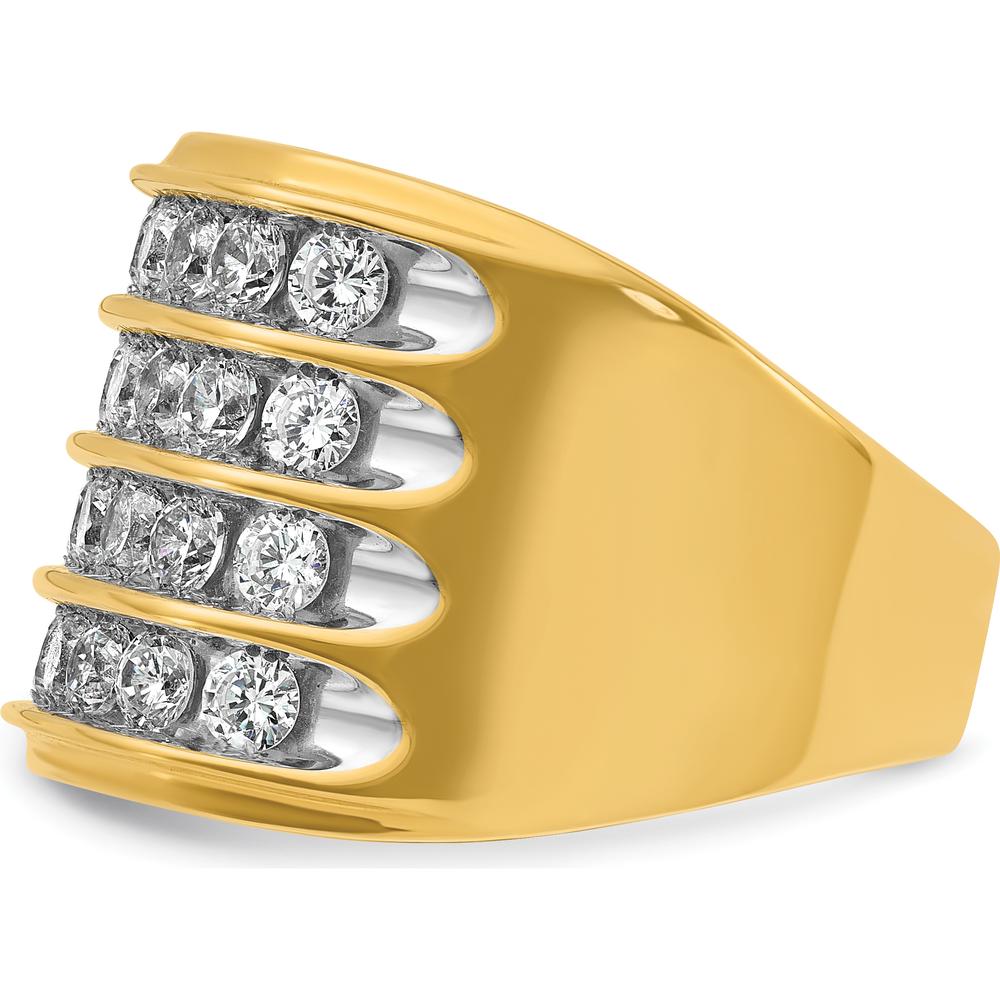 14K Yellow Gold Men's Polished 4-Row Ring Mounting - Customizable Design by IBGoodman