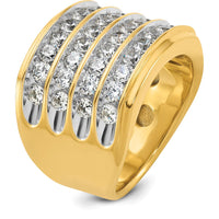 14K Yellow Gold Men's Polished 4-Row Ring Mounting - Customizable Design by IBGoodman