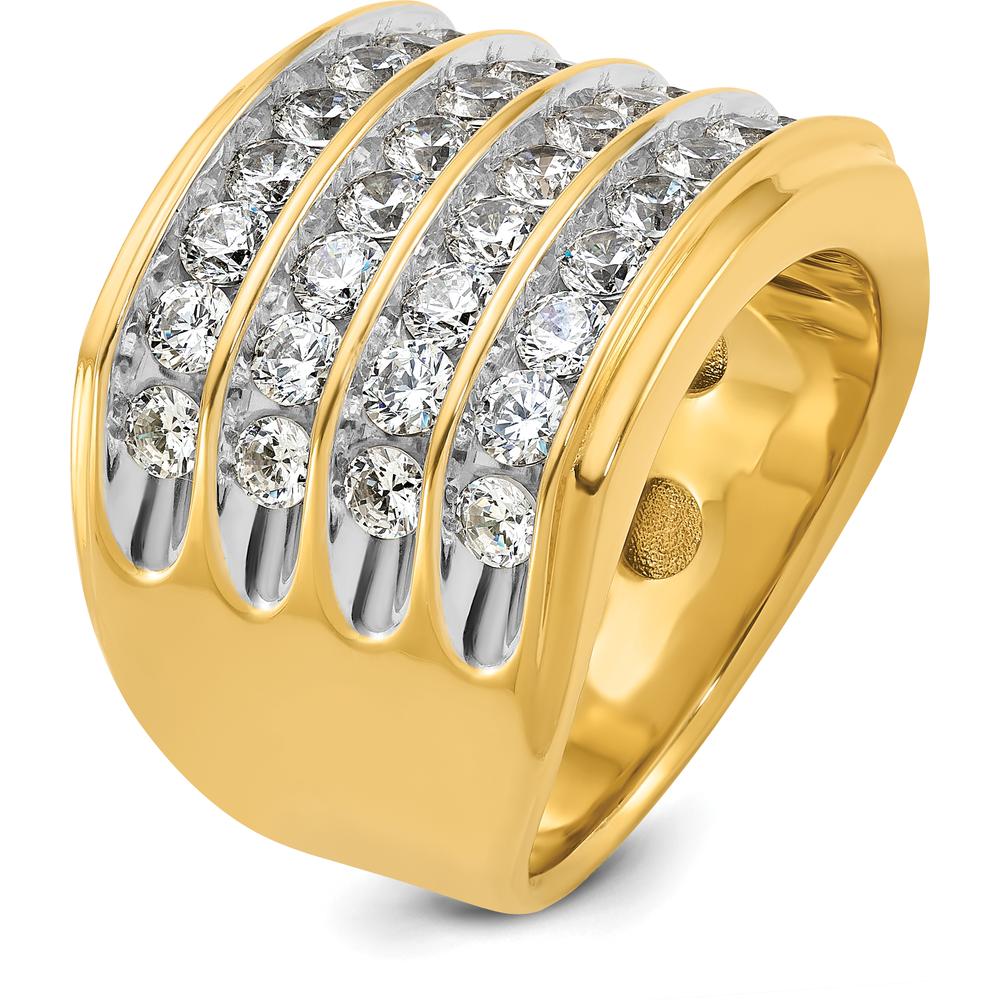 14K Yellow Gold Men's Polished 4-Row Ring Mounting - Customizable Design by IBGoodman