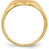 14K Yellow Gold Men's Polished & Brushed Signet Ring - Engravable 16mm x 11.5mm Face by 0