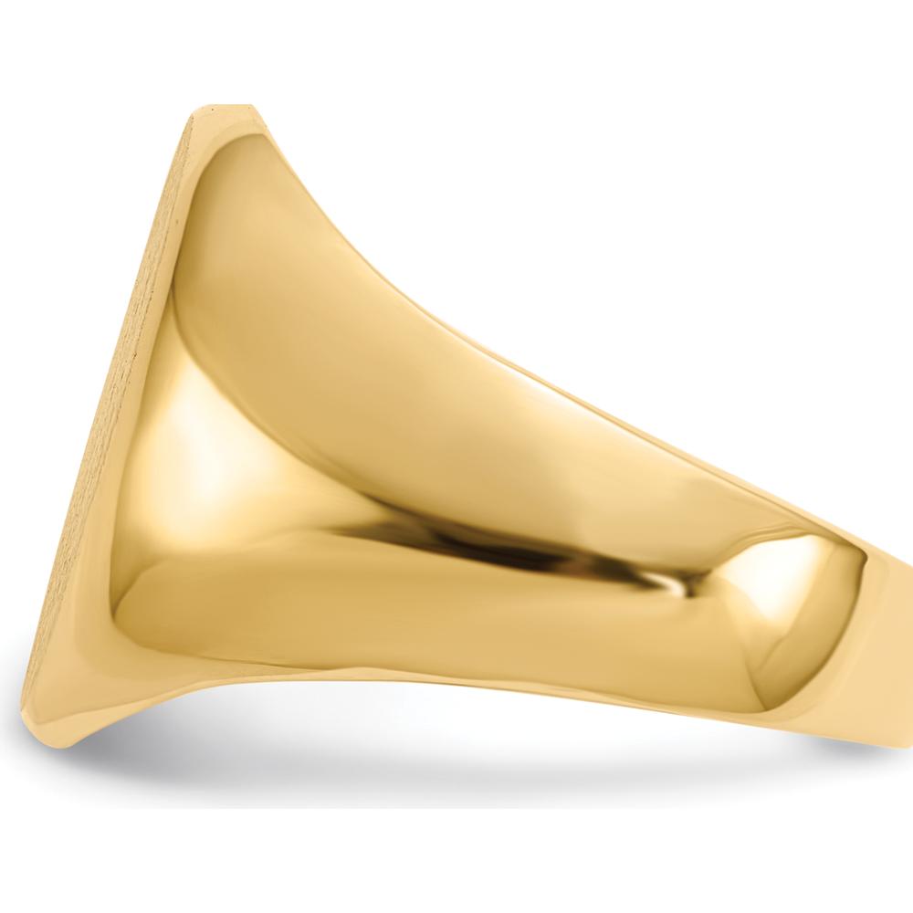 14K Yellow Gold Men's Polished & Brushed Signet Ring - Engravable 16mm x 11.5mm Face by 0