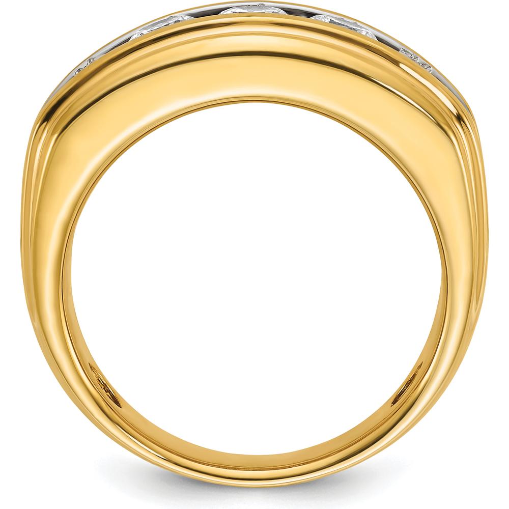 14K Yellow Gold Men's Polished and Grooved Diamond Ring - 2 Carats Total Diamond Weight by IBGoodman
