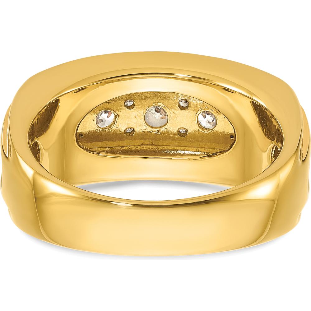 14K Yellow Gold Men's Polished and Grooved Diamond Ring - 2 Carats Total Diamond Weight by IBGoodman