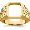 14K Yellow Gold Men's Polished and Grooved Masonic Ring Mounting for Octagon or Emerald Cut Stone by IBGoodman
