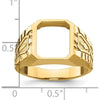 14K Yellow Gold Men's Polished and Grooved Masonic Ring Mounting for Octagon or Emerald Cut Stone by IBGoodman