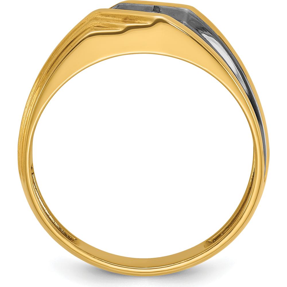 14K Yellow Gold Men's Polished and Grooved Ring Mounting by IBGoodman