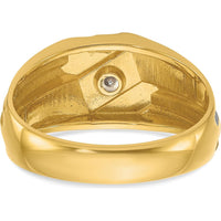 14K Yellow Gold Men's Polished and Grooved Ring Mounting by IBGoodman