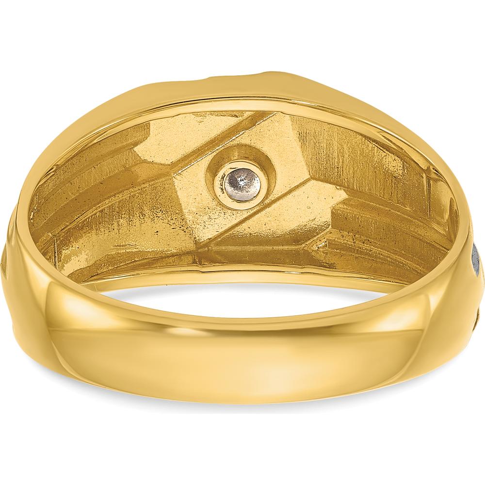 14K Yellow Gold Men's Polished and Grooved Ring Mounting by IBGoodman
