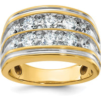 14K Yellow Gold Men's Polished and Grooved Two-Row Ring Band by IBGoodman