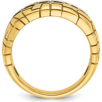 14K Yellow Gold Men's Polished and Nugget Texture 7-Stone Diamond Ring - 1.00 Carats Total Diamond Weight by IBGoodman