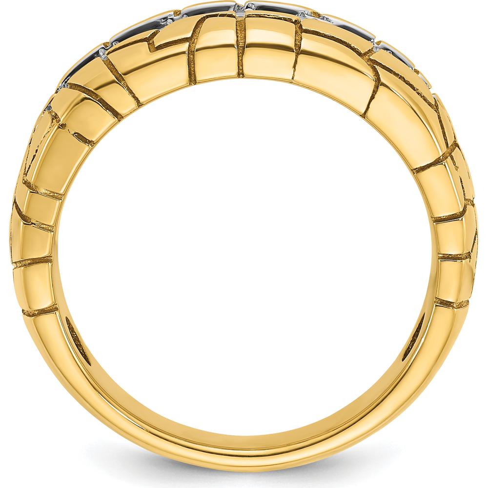 14K Yellow Gold Men's Polished and Nugget Texture 7-Stone Diamond Ring - 1.00 Carats Total Diamond Weight by IBGoodman