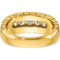 14K Yellow Gold Men's Polished and Nugget Texture 7-Stone Diamond Ring - 1.00 Carats Total Diamond Weight by IBGoodman