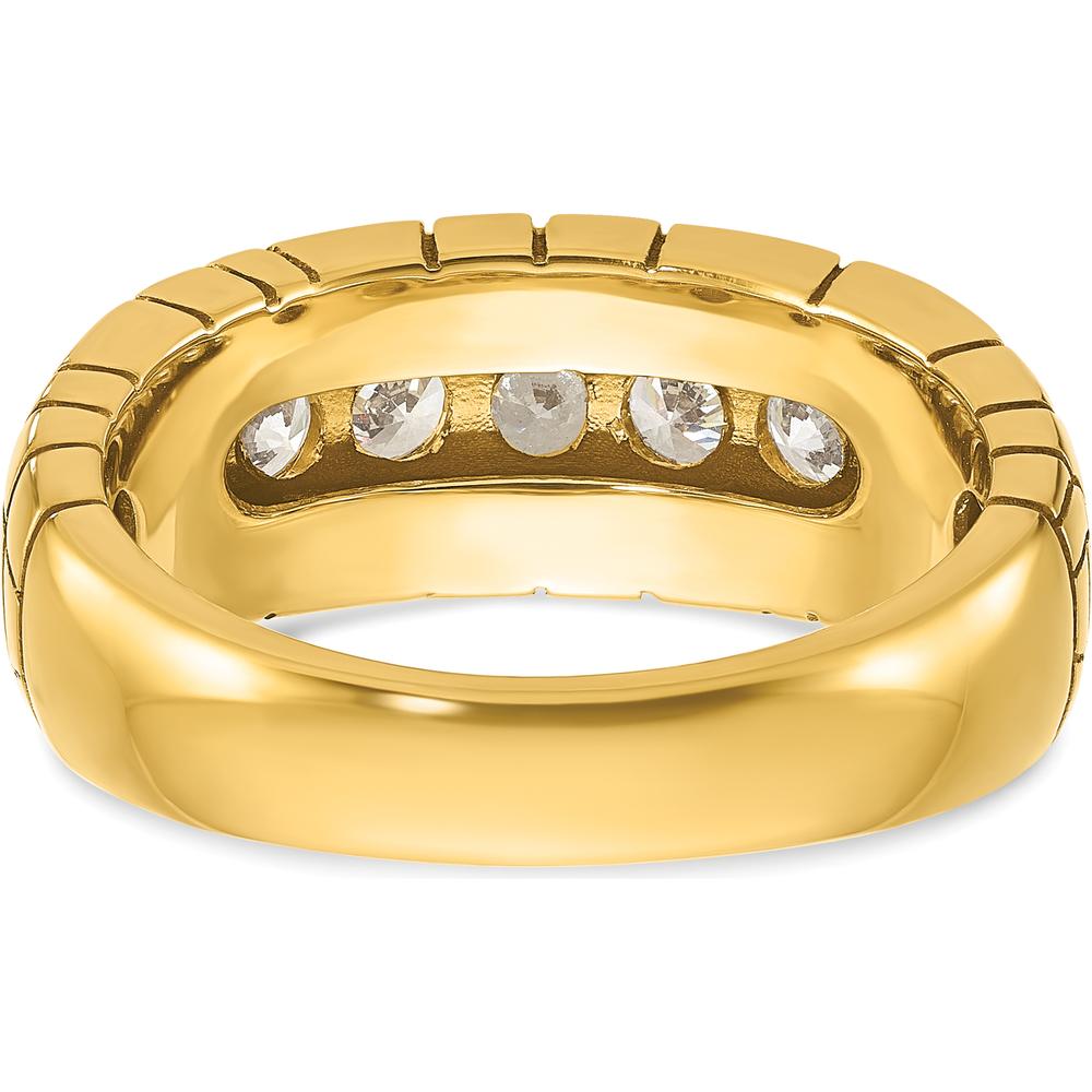 14K Yellow Gold Men's Polished and Nugget Texture 7-Stone Diamond Ring - 1.00 Carats Total Diamond Weight by IBGoodman