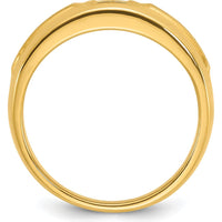 14K Yellow Gold Men's Polished and Satin 0.17 Carats Diamond Band Ring by IBGoodman