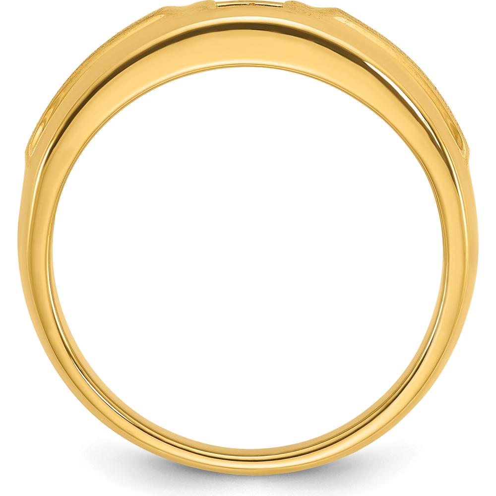 14K Yellow Gold Men's Polished and Satin 0.17 Carats Diamond Band Ring by IBGoodman