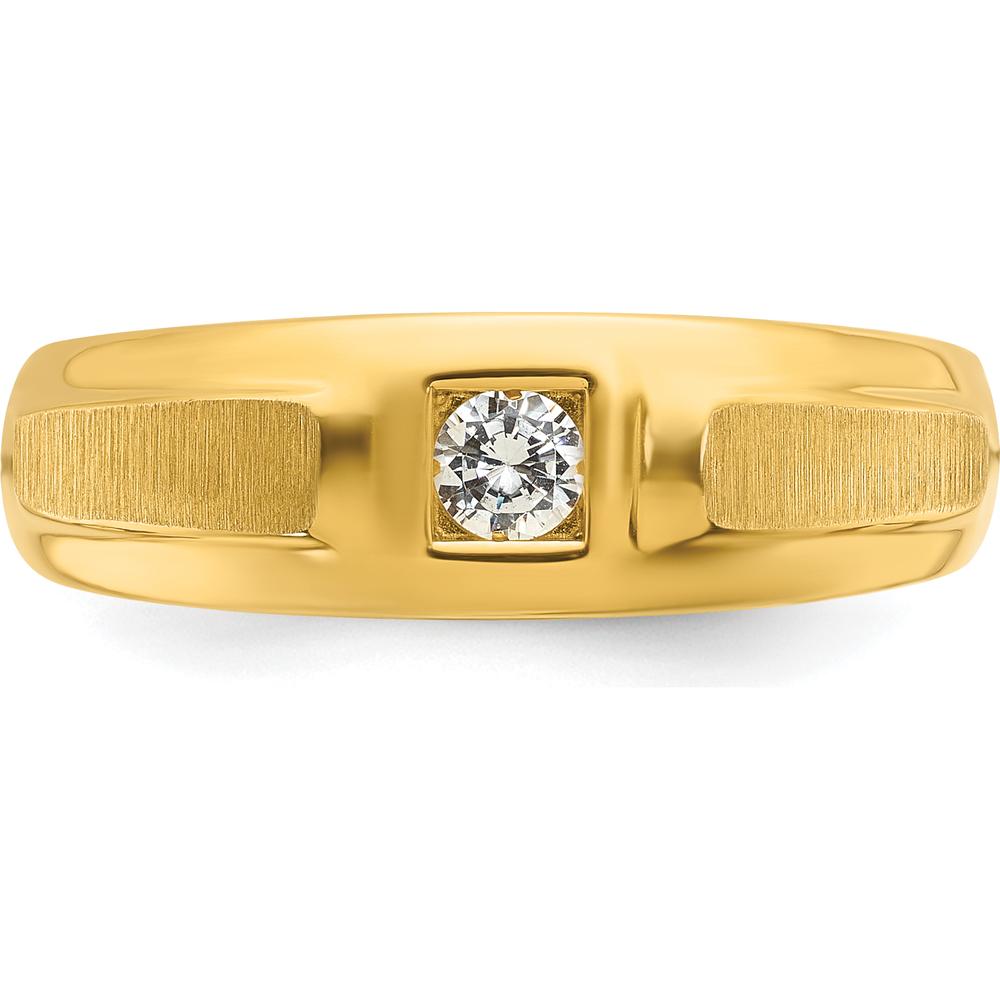 14K Yellow Gold Men's Polished and Satin 0.17 Carats Diamond Band Ring by IBGoodman