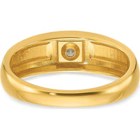 14K Yellow Gold Men's Polished and Satin 0.17 Carats Diamond Band Ring by IBGoodman