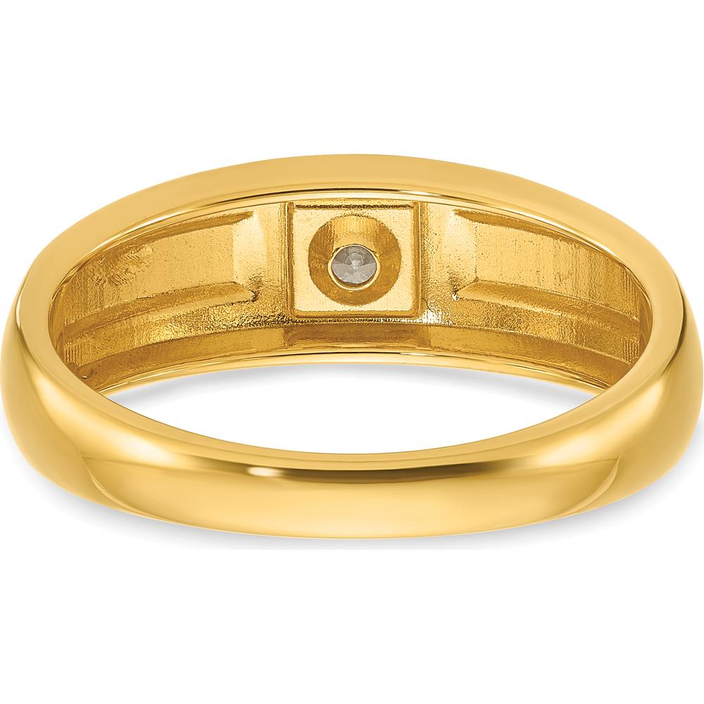 14K Yellow Gold Men's Polished and Satin 0.17 Carats Diamond Band Ring by IBGoodman