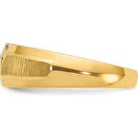 14K Yellow Gold Men's Polished and Satin 3-Stone Diamond Ring by IBGoodman