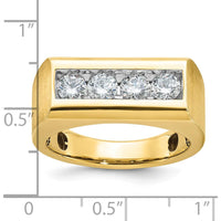 14K Yellow Gold Men's Polished and Satin 4-Stone Diamond Ring - 1.0 Carats Total Diamond Weight by IBGoodman