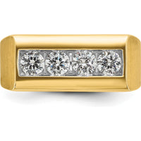 14K Yellow Gold Men's Polished and Satin 4-Stone Diamond Ring - 1.0 Carats Total Diamond Weight by IBGoodman