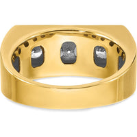 14K Yellow Gold Men's Polished and Satin 4-Stone Diamond Ring - 1.0 Carats Total Diamond Weight by IBGoodman