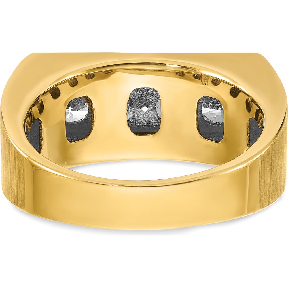 14K Yellow Gold Men's Polished and Satin 4-Stone Diamond Ring - 1.0 Carats Total Diamond Weight by IBGoodman