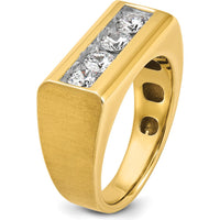 14K Yellow Gold Men's Polished and Satin 4-Stone Diamond Ring - 1.0 Carats Total Diamond Weight by IBGoodman
