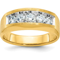 14K Yellow Gold Men's Polished and Satin 5-Stone Diamond Ring - 1.00 Carats Total Diamond Weight by IBGoodman