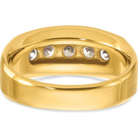 14K Yellow Gold Men's Polished and Satin 5-Stone Diamond Ring - 1.00 Carats Total Diamond Weight by IBGoodman