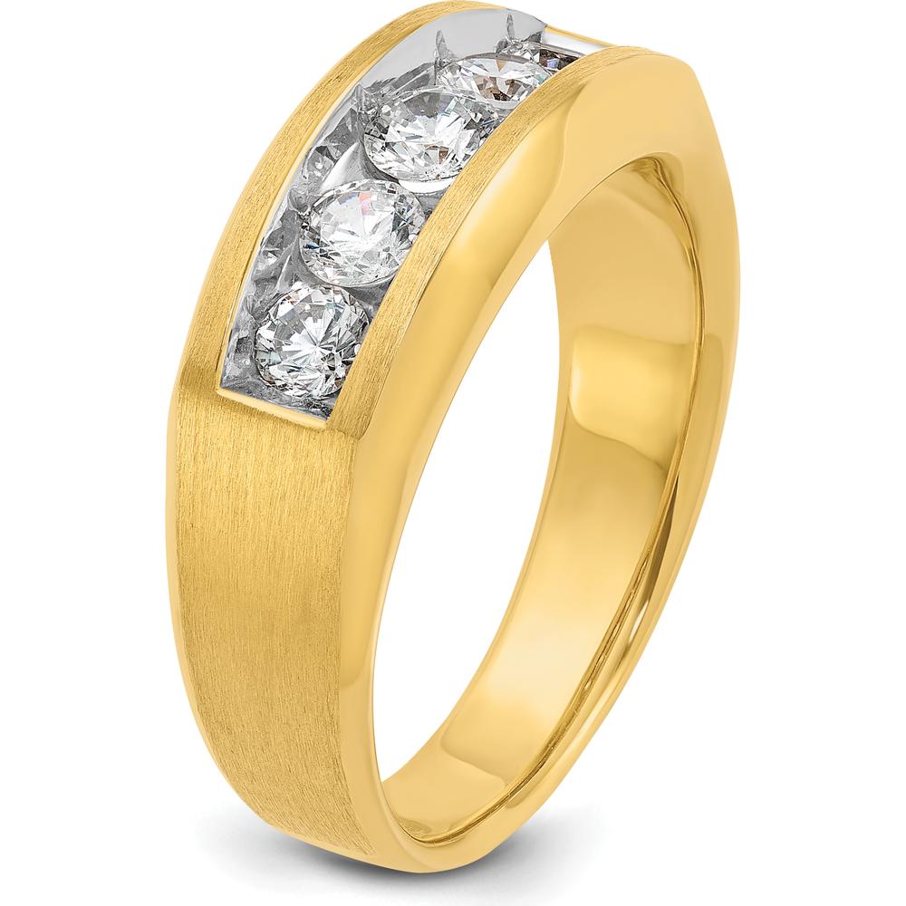 14K Yellow Gold Men's Polished and Satin 5-Stone Diamond Ring - 1.00 Carats Total Diamond Weight by IBGoodman
