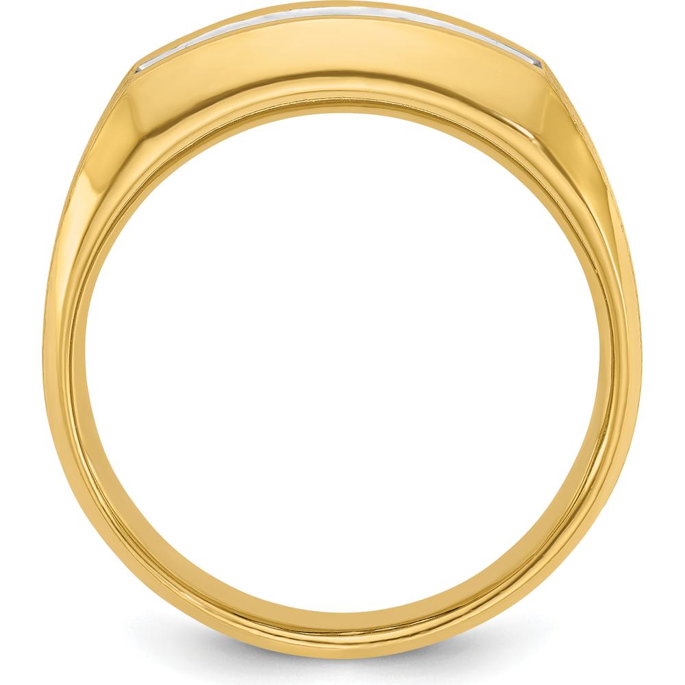 14K Yellow Gold Men's Polished and Satin 5-Stone Diamond Ring - 1/2 Carats Total Diamond Weight by IBGoodman