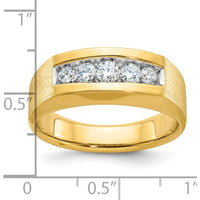 14K Yellow Gold Men's Polished and Satin 5-Stone Diamond Ring - 1/2 Carats Total Diamond Weight by IBGoodman