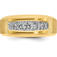 14K Yellow Gold Men's Polished and Satin 5-Stone Diamond Ring - 1/2 Carats Total Diamond Weight by IBGoodman