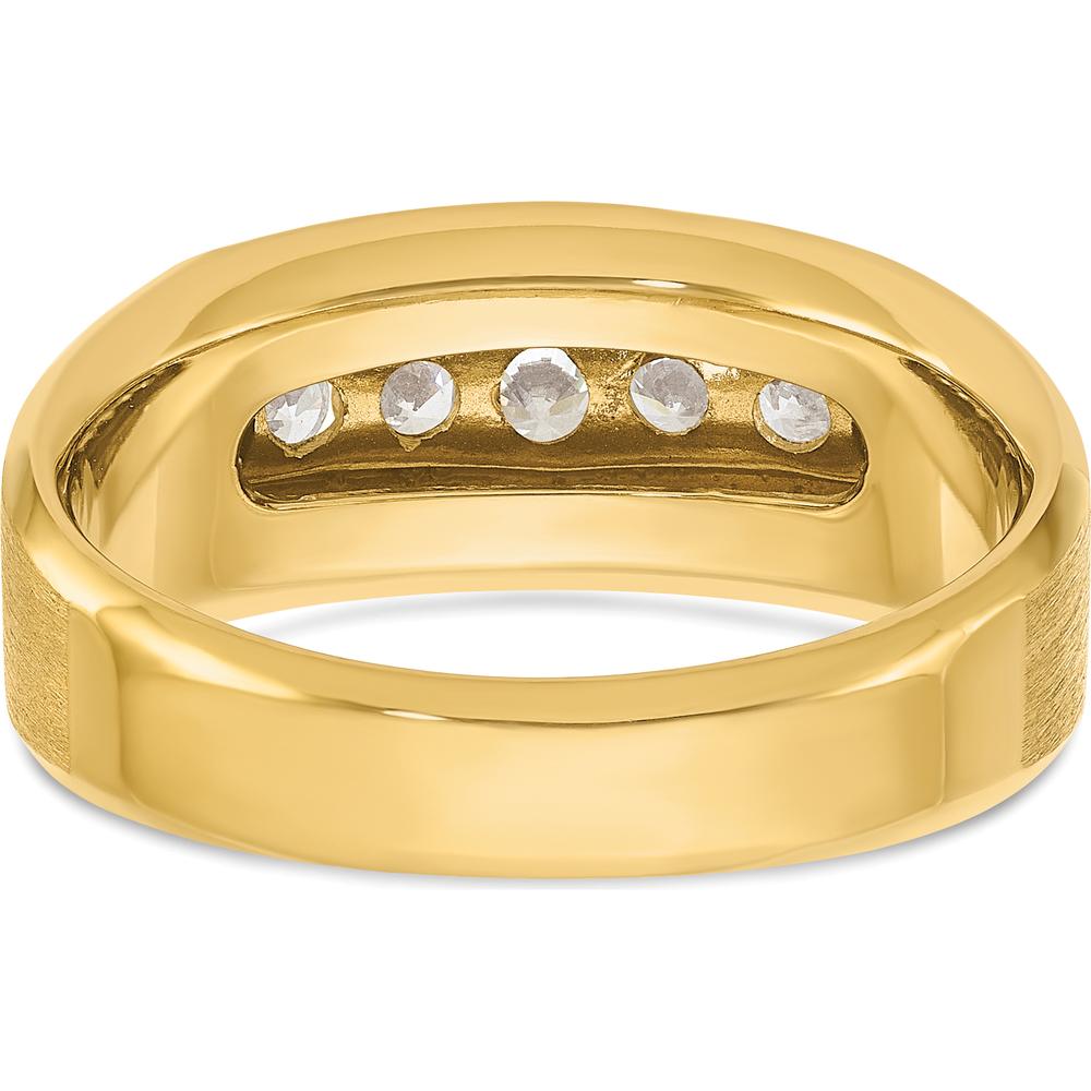 14K Yellow Gold Men's Polished and Satin 5-Stone Diamond Ring - 1/2 Carats Total Diamond Weight by IBGoodman