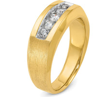 14K Yellow Gold Men's Polished and Satin 5-Stone Diamond Ring - 1/2 Carats Total Diamond Weight by IBGoodman