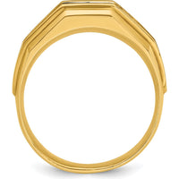 14K Yellow Gold Men's Polished and Satin 5-Stone Diamond Ring - 1 Carat Total Diamond Weight by IBGoodman
