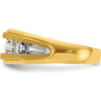 14K Yellow Gold Men's Polished and Satin 5-Stone Diamond Ring - 1 Carat Total Diamond Weight by IBGoodman