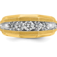14K Yellow Gold Men's Polished and Satin 5-Stone Diamond Ring - 1 Carat Total Diamond Weight by IBGoodman