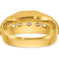 14K Yellow Gold Men's Polished and Satin 5-Stone Diamond Ring - 1 Carat Total Diamond Weight by IBGoodman