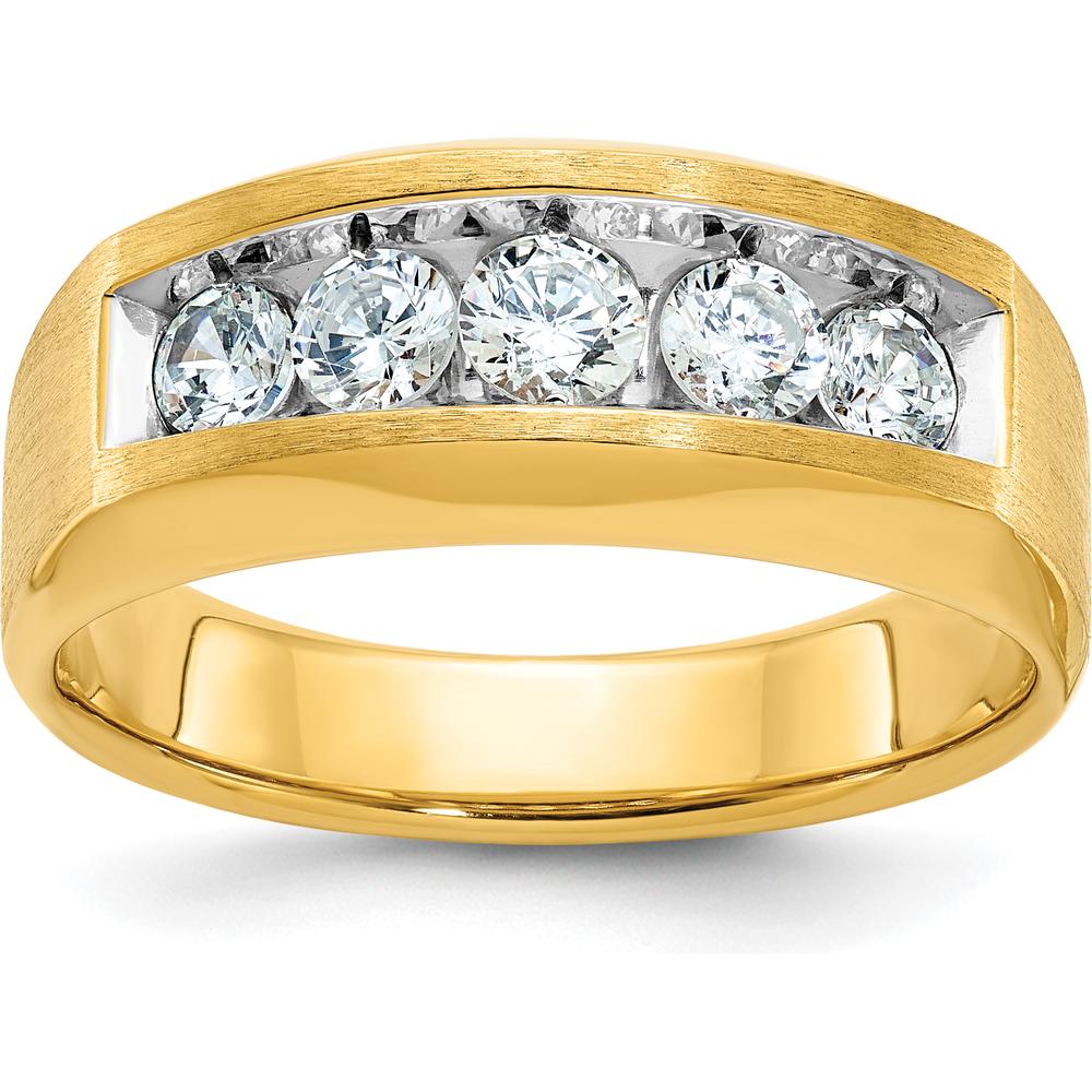 14K Yellow Gold Men's Polished and Satin 5-Stone Ring Mounting by IBGoodman