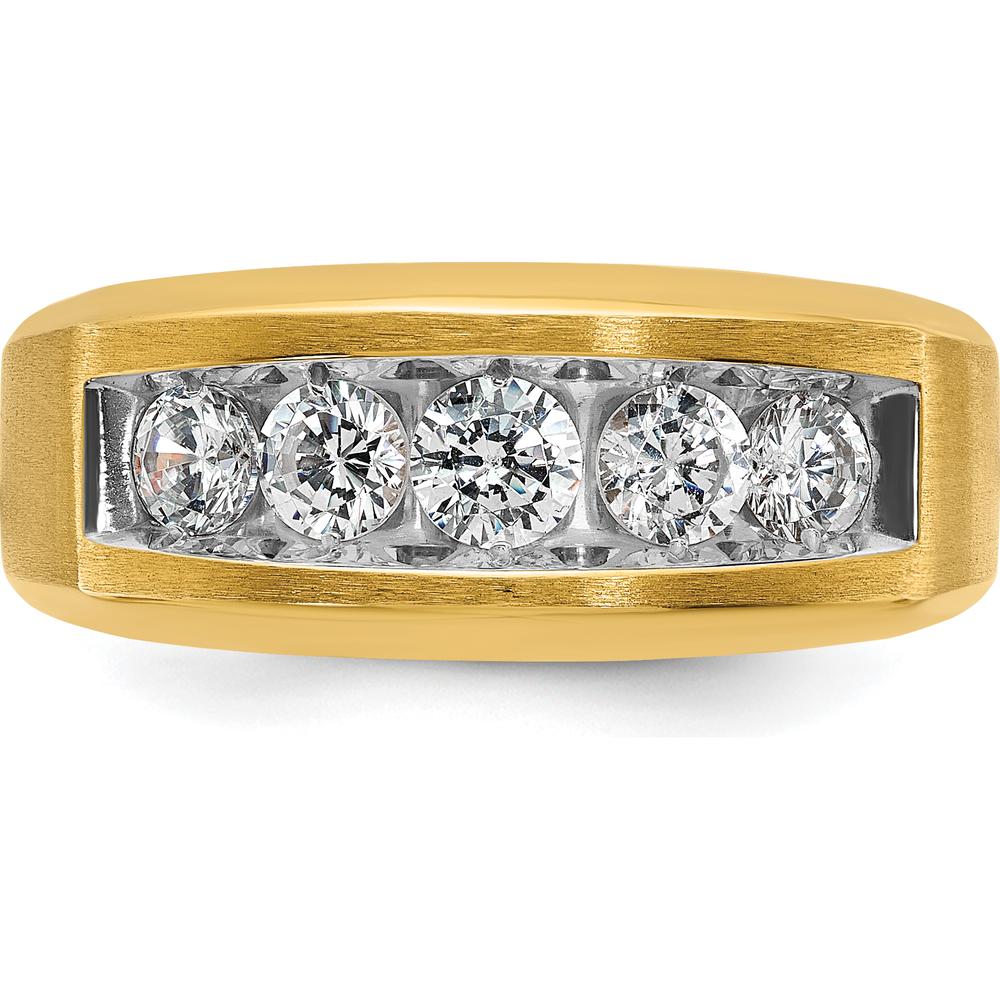14K Yellow Gold Men's Polished and Satin 5-Stone Ring Mounting by IBGoodman